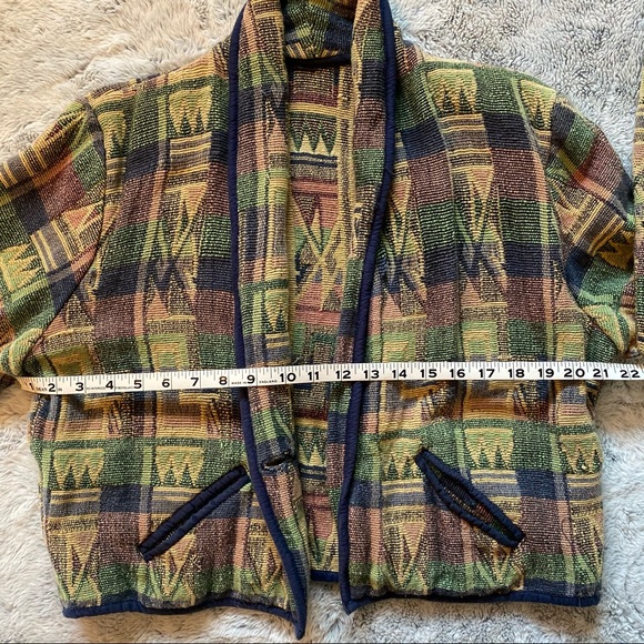 VINTAGE Boho Aztec Cotton Pocket Blazer Jacket S/M - Picture 7 of 10